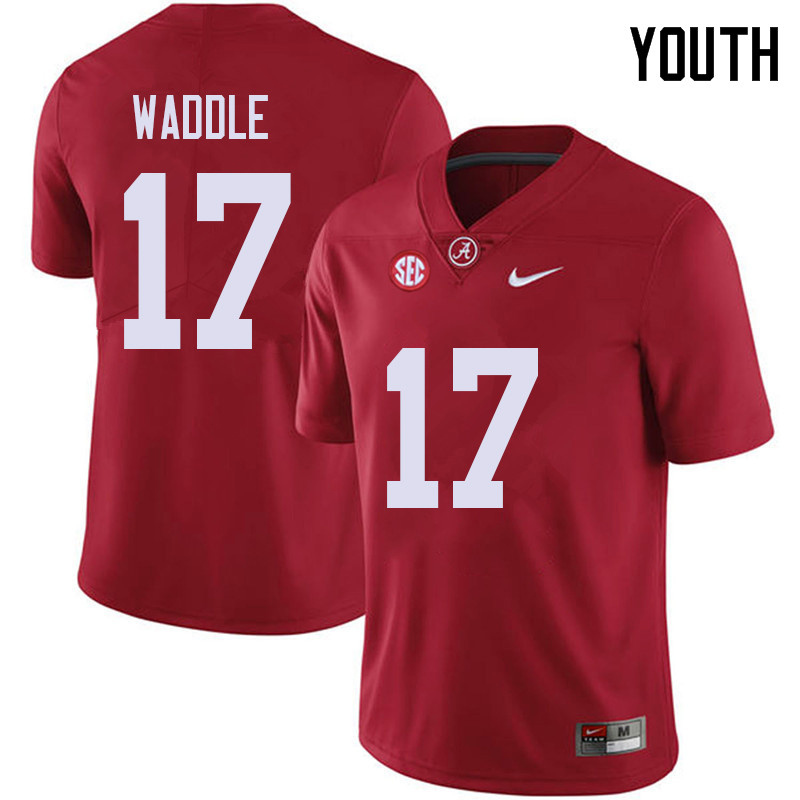 Youth #17 Jaylen Waddle Alabama Crimson Tide College Football Jerseys Sale-Red